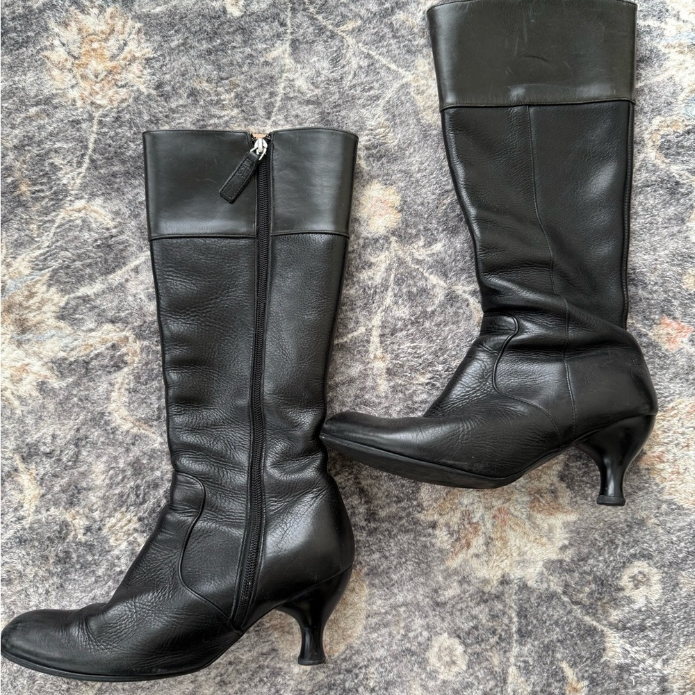 Rare Vintage John Fluevog Black Leather Bellevue Midkiff Heeled Boots - 8.5